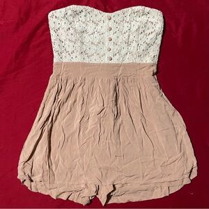 Have Girls Beige/Cream Lace Romper Shorts/Dress Size Large Lightweight Tie Back